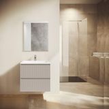 Saniclass Prime Blend Badkamermeubelset - 60x55x46cm - 1 ovale keramische wasbak wit - 1 kraangat - 2 lades - rechthoekige spiegel - mat cotton (beige)