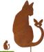 Goodivery Pique-fleur en métal Chat Brun