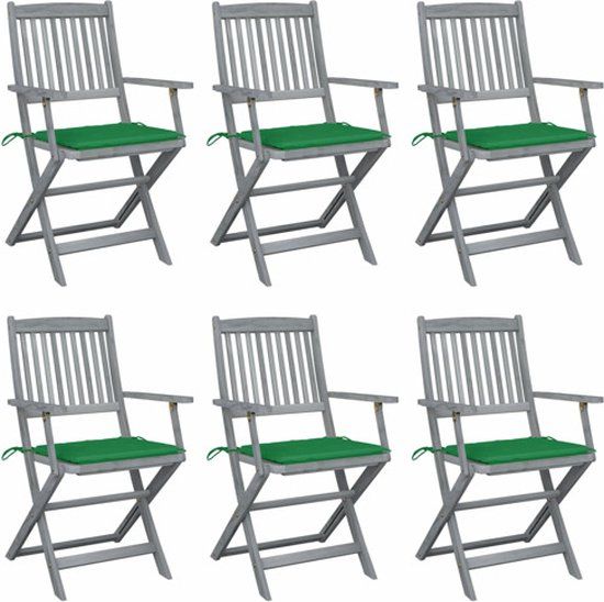vidaXL Tuinstoelen 6 stuks met kussens massief acaciahout