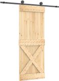 vidaXL Schuifdeur 80 x 210 cm Massief Pine Hout (Onbehandeld)