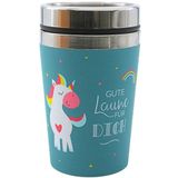 Dekohelden24 Thermosbeker/beker to go, koffiemok, geïsoleerde beker, reisbeker, eenhoorn, motief: goed humeur voor jou, afmetingen H/ : 13,5 x 8,4 cm, inhoud: 240 ml.