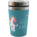Dekohelden24 Thermosbeker/beker to go, koffiemok, geïsoleerde beker, reisbeker, eenhoorn, motief: goed humeur voor jou, afmetingen H/ : 13,5 x 8,4 cm, inhoud: 240 ml.