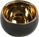 Countryfield Luxe theelichthouder - Veneta - keramiek - zwart/goud - D10 x H9 cm