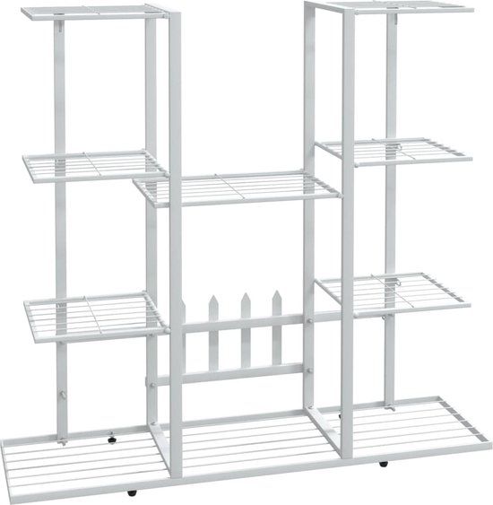 vidaXL Bloemenstandaard - 94,5x25x89 cm - Ijzer - Wit