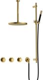 Hotbath Cobber X - CX7067 - Inbouw Regendoucheset - Geborsteld Messing PVD - 2 Stopkranen - Thermostatisch - Plafondbuis 30 cm - Hoofddouche 300 mm - Staafhanddouche - Glijstang 900 mm - met M106 - Waterbesparend