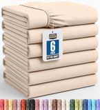 Utopia Bedding Queen Hoeslakens - Bulk Pack van 6 onderlakens - Zachte geborstelde microvezel - diepe zakken - krimp- en vervagingsbestendig - Gemakkelijk te onderhouden (beige)
