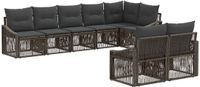 vidaXL Tuinbank Set 8-persoons Grijs Polyrattan