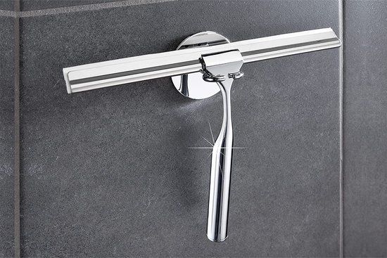 Maximex Turbo FIX Douchewisser - RVS - Zonder Boren - 24.5 x 17 cm - Zilver