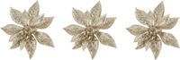 Cosy & Trendy Kerstboomversiering Bloem - 6x - 15 cm - champagne - op clip - ornament - kerst - kerstster