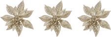 Cosy & Trendy Kerstboomversiering Bloem - 6x - 15 cm - champagne - op clip - ornament - kerst - kerstster