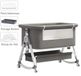 Lit bébé - Panier/lit de voyage 3-en-1 - Portable - Pliable - Hauteur réglable - Roulettes - Fonction berceau - Moustiquaire - Gris