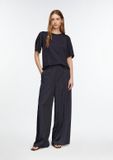 comma - Femme - Pantalon ample en satin - Bleu marine - W40 X L32