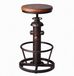 Tabouret de bar, pivotant, réglable en hauteur, assise en bois, design industriel