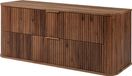 3xE living Meuble sous lavabo suspendu 120 cm, bois de noyer, poignées couleur or