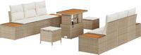 vidaXL Tuinbank Set Beige Poly rattan