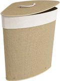 Homcom Bamboe Wasmand met Deksel en Uitneembare Waszak, 55 L, Crème
