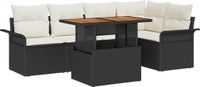vidaXL Tuinbank Set Zwart Polyrattan 5-zitter Hoek loungeset