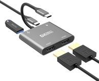 DirectGoods 4 in 1 USB C Hub® - Docking Station Laptop – Docking Station - USB C Naar HDMI (2x) – USB C 3.0 – 2x HDMI 4K@60hz - Universeel - Spacegrey