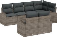 vidaXL Banc de jardin - Set - 7 pièces - Gris - Polyrotin