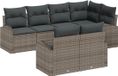 vidaXL Banc de jardin - Set - 7 pièces - Gris - Polyrotin