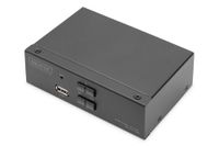 DIGITUS Displayport KVM Switch - 2-Port Single-Display - 2 PC 1 Monitor - 1x Muis, Toetsenbord & Audio voor 2 Computers - UHD 4K@60Hz - Hot-Key Switch - 1x USB 2.0 Hub - Zwart