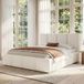 Pangivo Lit Double Rembourré 180x200 Cm Avec Sommier À Lattes Et Tête De Lit En Tissu Bouclé Beige