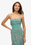 Superdry Robe longue à smocks pour femme Betsy Ditsy Green