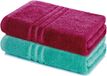 Lavea® Set van 2 handdoeken 80x200 cm, 100% Katoen – Bordeaux en Turkoois
