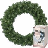 Decoris Couronne de Noël - vert - D35 cm - incl. éclairage blanc clair