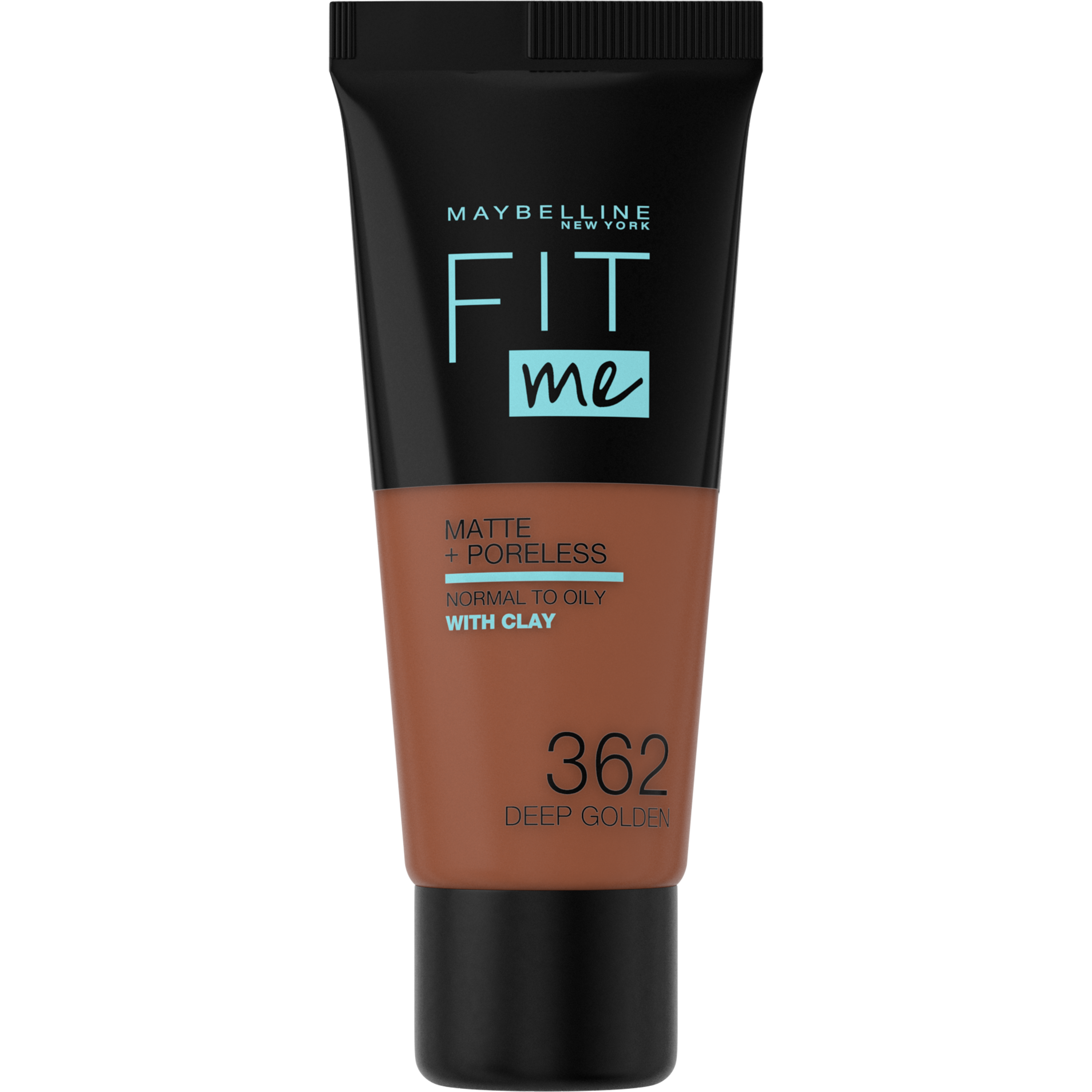 Maybelline Fit Me Matte & Poreless Foundation 362 Deep Golden – medium dekkende foundation voor normale tot vette huid met matte finish – foundations op waterbasis die zichtbaar poriën verkleinen - 30 ml