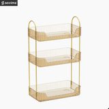 Sovima Make-uporganizer, 2 soorten accessoires, 3-laags huidverzorgingsorganizer, rechthoekig, aanpasbaar, sieradenhouder, voor ijdelheid, cadeau, champagnegoud