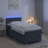 vidaXL Boxspringbed met matras en LED-verlichting, donkergrijs, 100 x 200 cm, fluweel