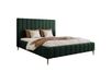 Lit rembourré 160x200 pieds en métal, velours, vert foncé