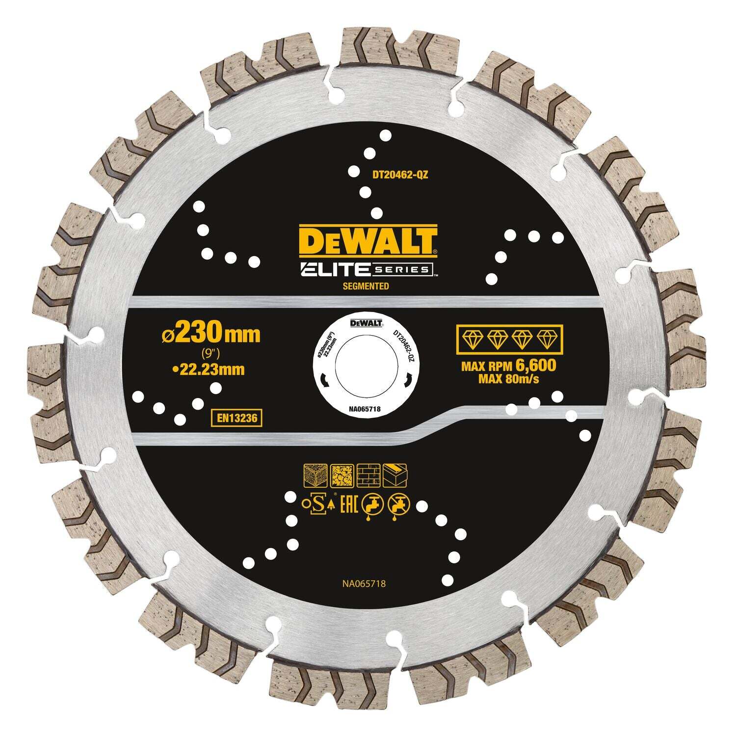 DeWALT DT20462 Diamantzaagblad Gesegmenteerd 230mm Elite Series Asgat 22,23mm