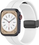 Strap-it Magnetische Siliconen band - Wit - Geschikt voor Apple Watch Series 1-11/SE/SE2/SE3 - 38/40/41/42mm