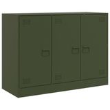 vidaXL Dressoir - 99x39x73 cm - Staal - Olijfgroen