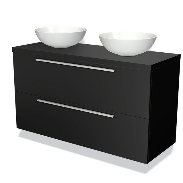 Maxaro Badkamermeubel Modulo Plato 120cm Mat Zwart 2 Lades