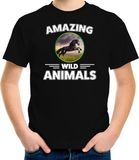 Bellatio Decorations Amazing Wild Animals T-shirt paard - zwart - kinderen - 146/152