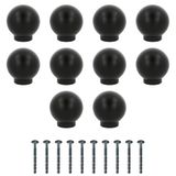 Amig - Pack of 10 Furniture Knobs - Diameter Ø24 mm - Matte Black - Zamak - For Drawers and Cabinets