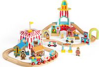 Bigjigs Rail Fun Fair Train Set - 54-delige houten carnavalstreinset