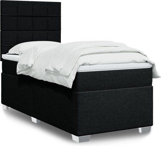 vidaXL Boxspring met matras Zwart 80x200 cm Stof