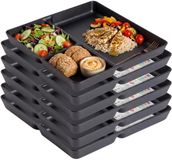 Plasticforte Vakjesborden - 6x stuks - zwart - gourmetbord - 3-vaks - kunststof - 24 x 24 cm
