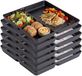 Plasticforte Vakjesborden - 6x stuks - zwart - gourmetbord - 3-vaks - kunststof - 24 x 24 cm