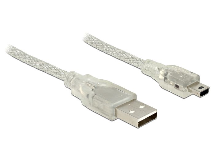 DeLOCK USB 2.0 Kabel - A naar Mini-B - 0.5m - Transparant