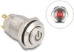 Delock Push Button for Installation 12 mm 4 x solder connection LED red power symbol