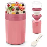 Ibenzoa® Mueslibeker pour la route avec couvercle étanche et compartiment à sauce, cuillère incluse, 520 ml