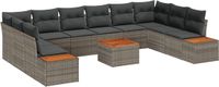 vidaXL Tuinbank Set 11-delig Grijs Polyrattan