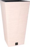 Prosperplast Plantenpot - buiten - kunststof - creme wit - Eco wood look - D20xH38 cm - bloempot