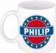 Bellatio Decorations - Philip voornaam - mok - wit/blauw - 300 ml