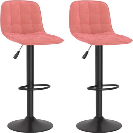 vidaXL Barkrukken - Set van 2 - Fluweel - Roze